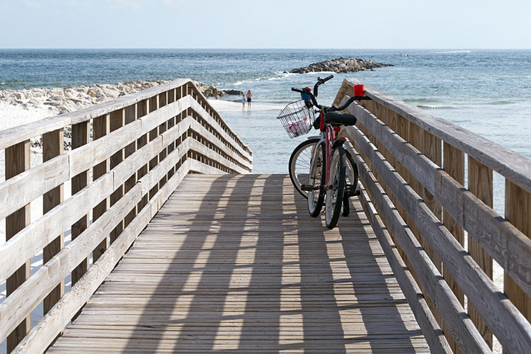 two bicycles on an Alabama Gulf Coast boardwalk