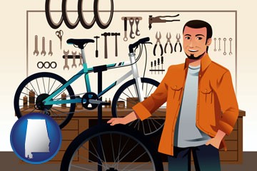 bicycle shop mechanic - with Alabama icon