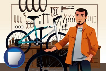 bicycle shop mechanic - with Arkansas icon