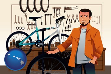 bicycle shop mechanic - with Hawaii icon