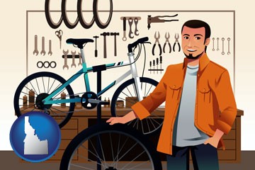 bicycle shop mechanic - with Idaho icon