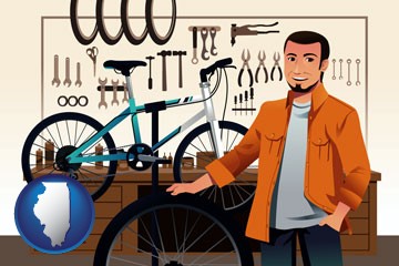 bicycle shop mechanic - with Illinois icon