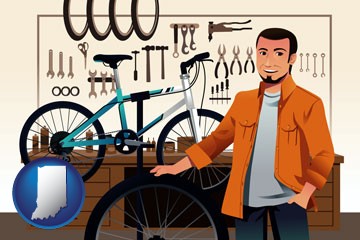 bicycle shop mechanic - with Indiana icon