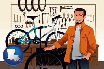 bicycle shop mechanic - with Louisiana icon