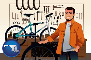 bicycle shop mechanic - with Maryland icon