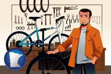 bicycle shop mechanic - with Minnesota icon