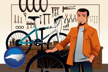 bicycle shop mechanic - with North Carolina icon