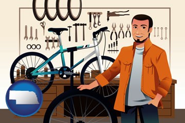 bicycle shop mechanic - with Nebraska icon