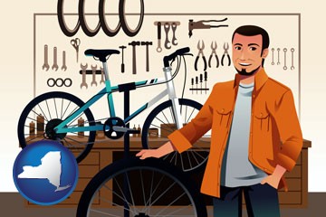 bicycle shop mechanic - with New York icon