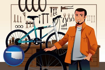 bicycle shop mechanic - with Oklahoma icon