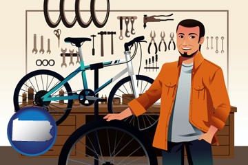 bicycle shop mechanic - with Pennsylvania icon