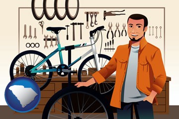 bicycle shop mechanic - with South Carolina icon