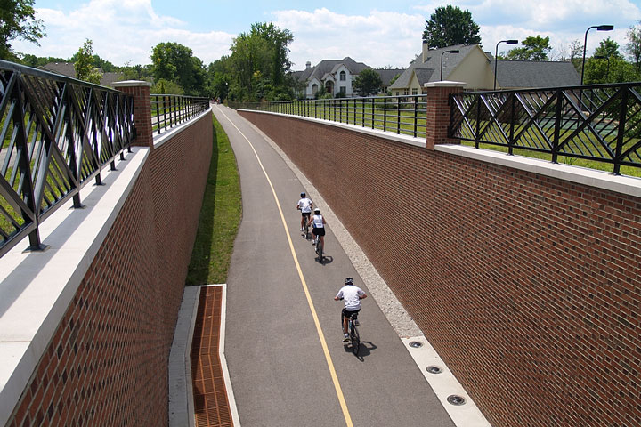 cycling on the Monon Greenway, Carmel, Indiana