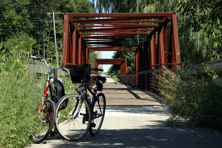 two bicycles on a Wisconsin bicycle trail