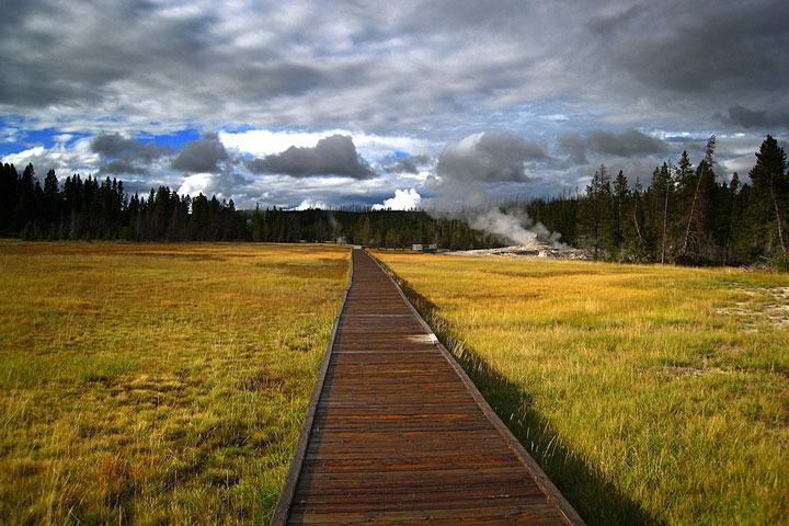 boardwalk trail in Yellowstone National Park, Wyoming